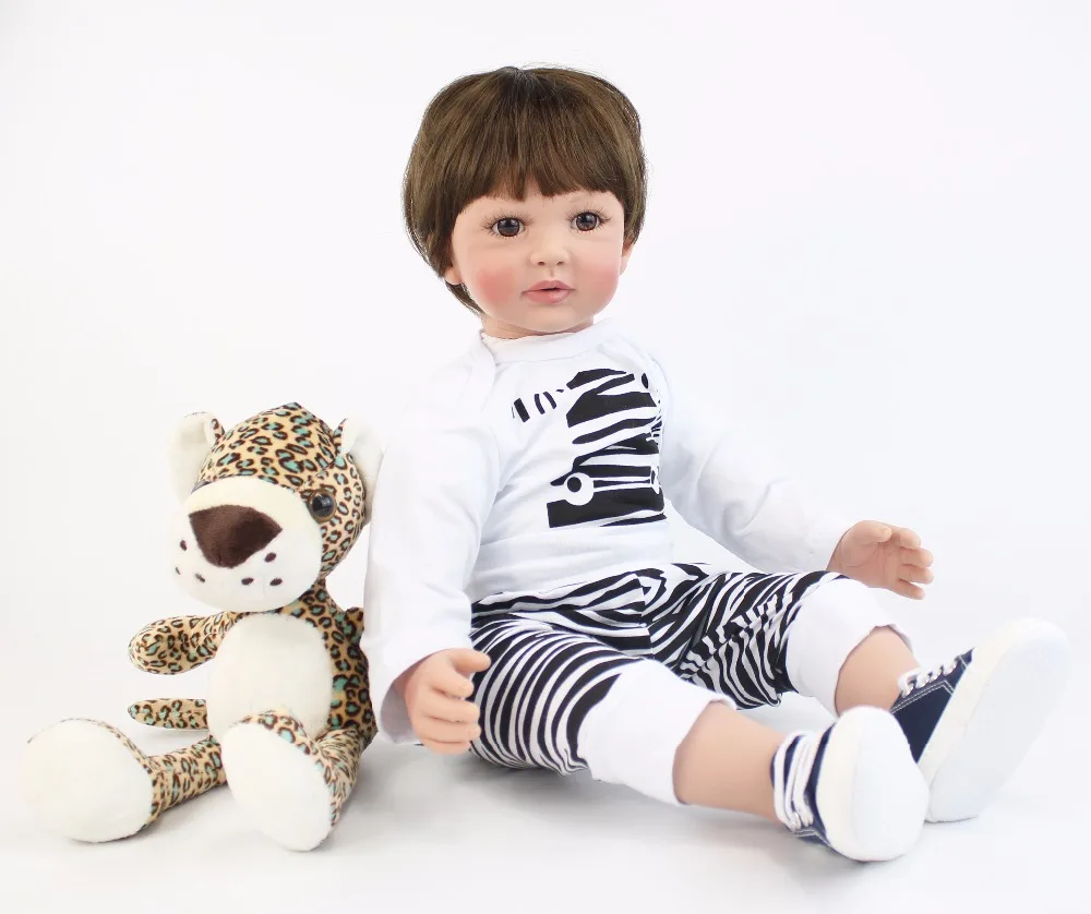 60 см, большой размер, силиконовая виниловая Кукла Reborn baby boy, игрушка для девочки, Реалистичная, 24 дюйма, для малышей, младенцев, Alive Bebe, подарок на день рождения