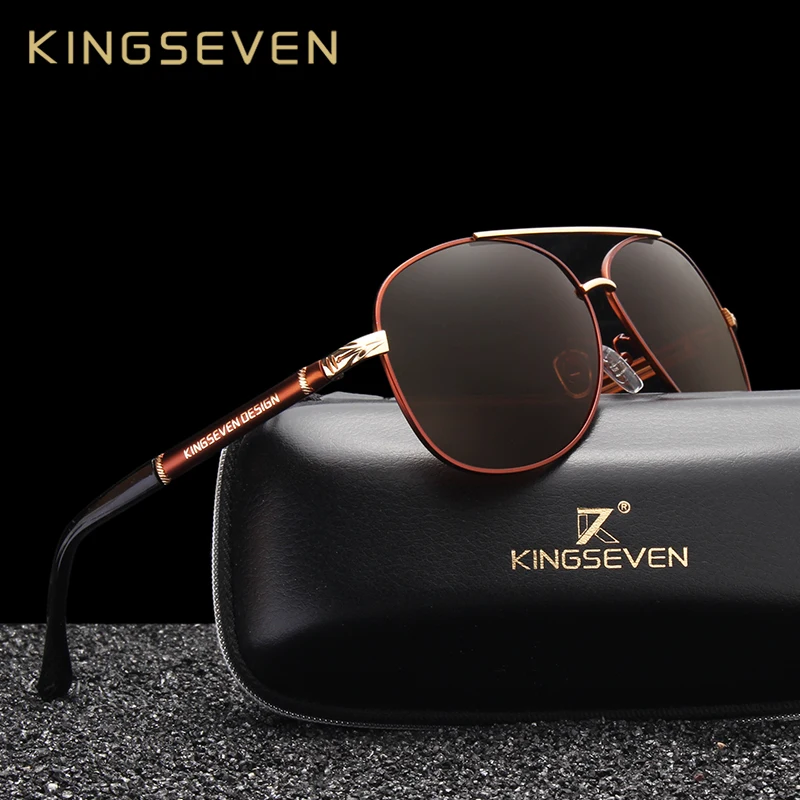 Мужские солнцезащ. Очки в оправе KINGSEVEN черно серые солнцезащитные очки из