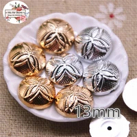 50pcs 13mm round flower goldensilver buttons home garden crafts cabochon scrapbooking clothing accessories