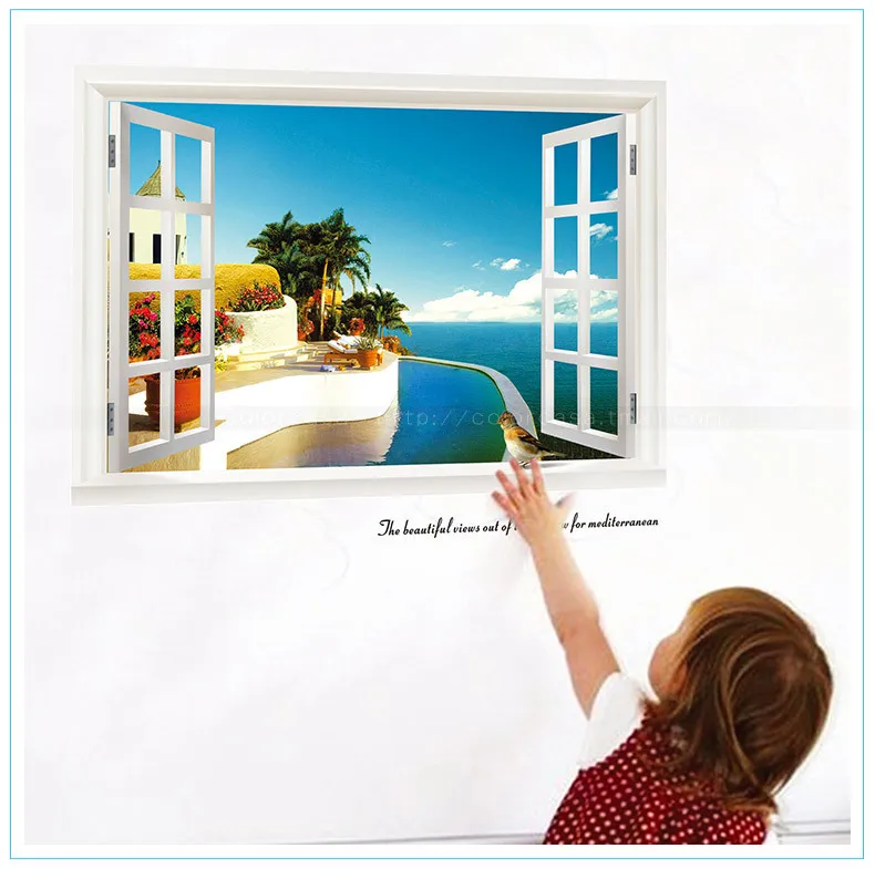 3D Marine Seascape Vinyl Wall Stickers Removable Decor Home Decoration Art Creative Kids Room Background Nursery Decorative | Дом и сад