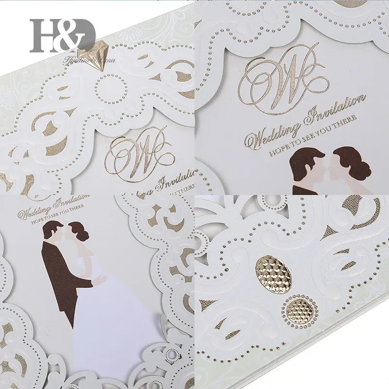 H &amp D элегантные свадебные пригласительные открытки для жениха и невесты с
