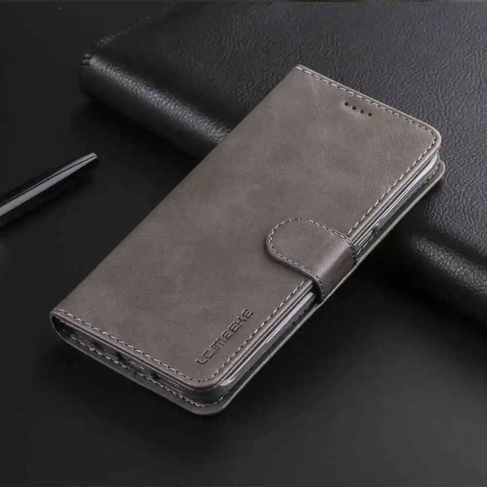 Серый Кожаный флип-чехол для samsung Galaxy A10 A20 A30 A40 A50 A60 A70 A80 A90 M10 M20 M30 S7 край S8 S9 S10 держатель для карт чехол-портмоне - Цвет: Серый