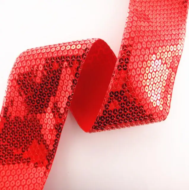 Red 1 ярд " 75 мм блестящая Блестящая лента для волос DIY аксессуары для волос швейная ткань DIY материалы ручной работы, MD190117 - Color: Red