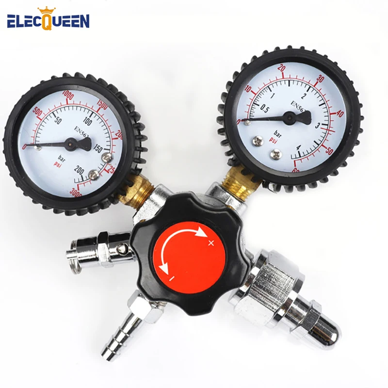 Co2 Regulator Gauge, Homebrew Soda Draft Beer Kegging Set Shuttoff Valve
