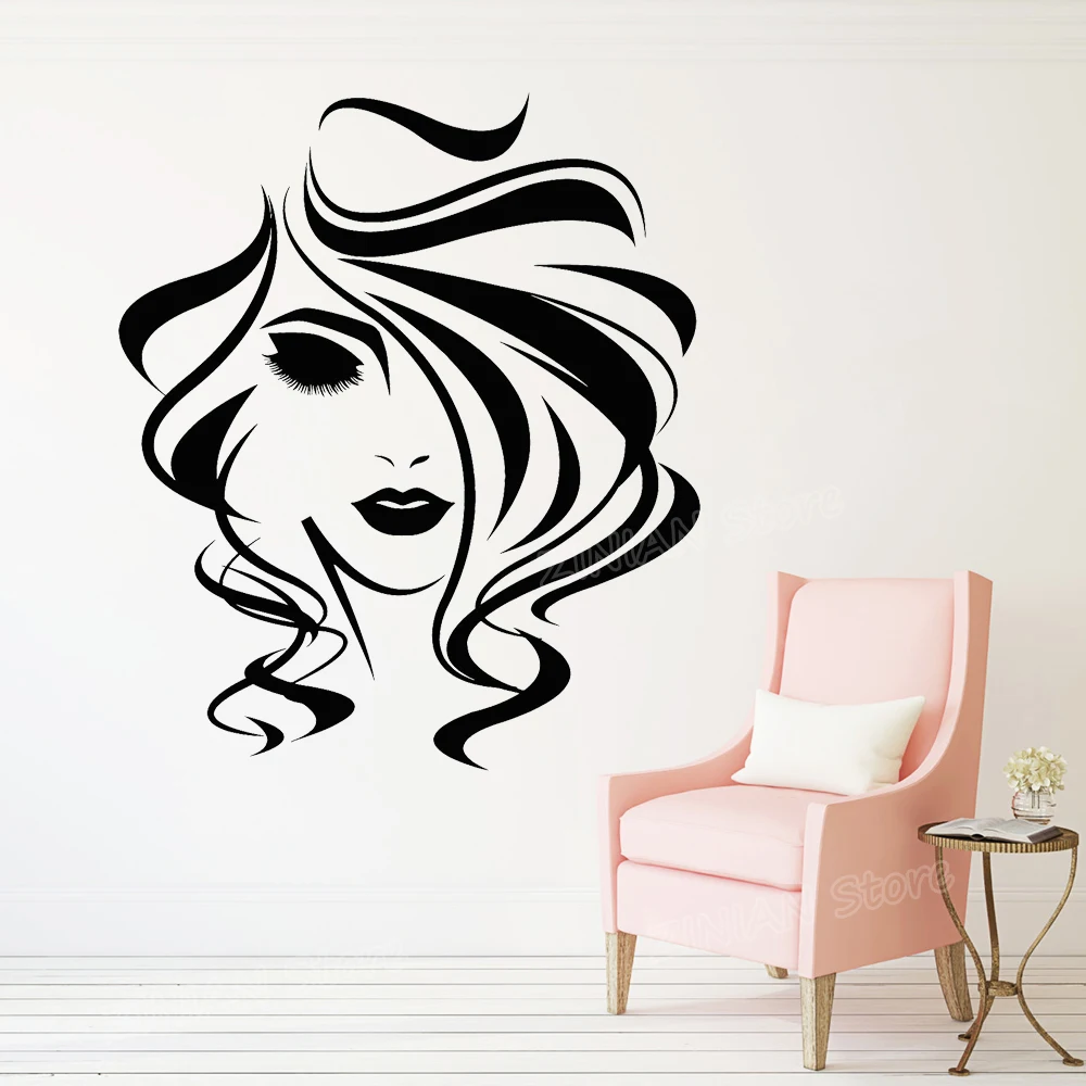 

Sexy Girl Silhouette Wall Sticker Beauty Salon Vinyl Wall Decal Woman Hair Stylist Hairdresser Stickers Mural Girls Room Z700