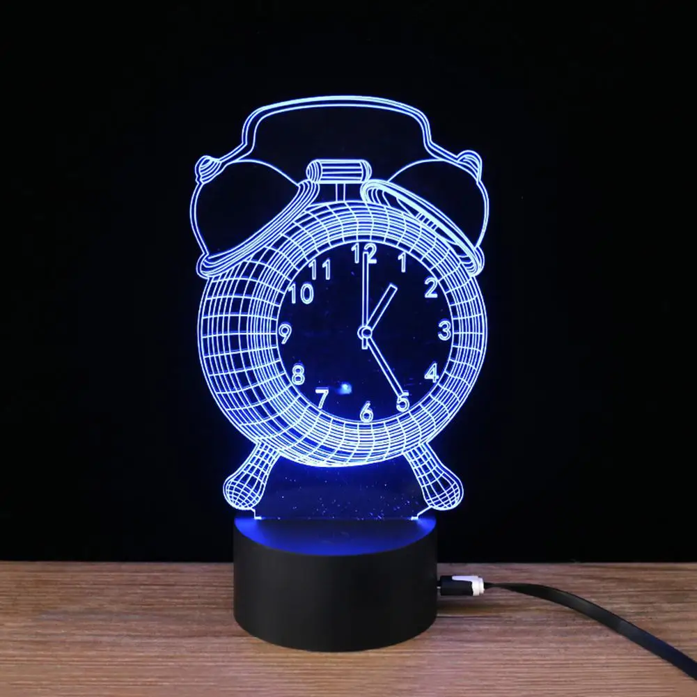 HobbyLane Будильник Форма 3D визуальная атмосфера LED ночник лампа USB настольные лампы с