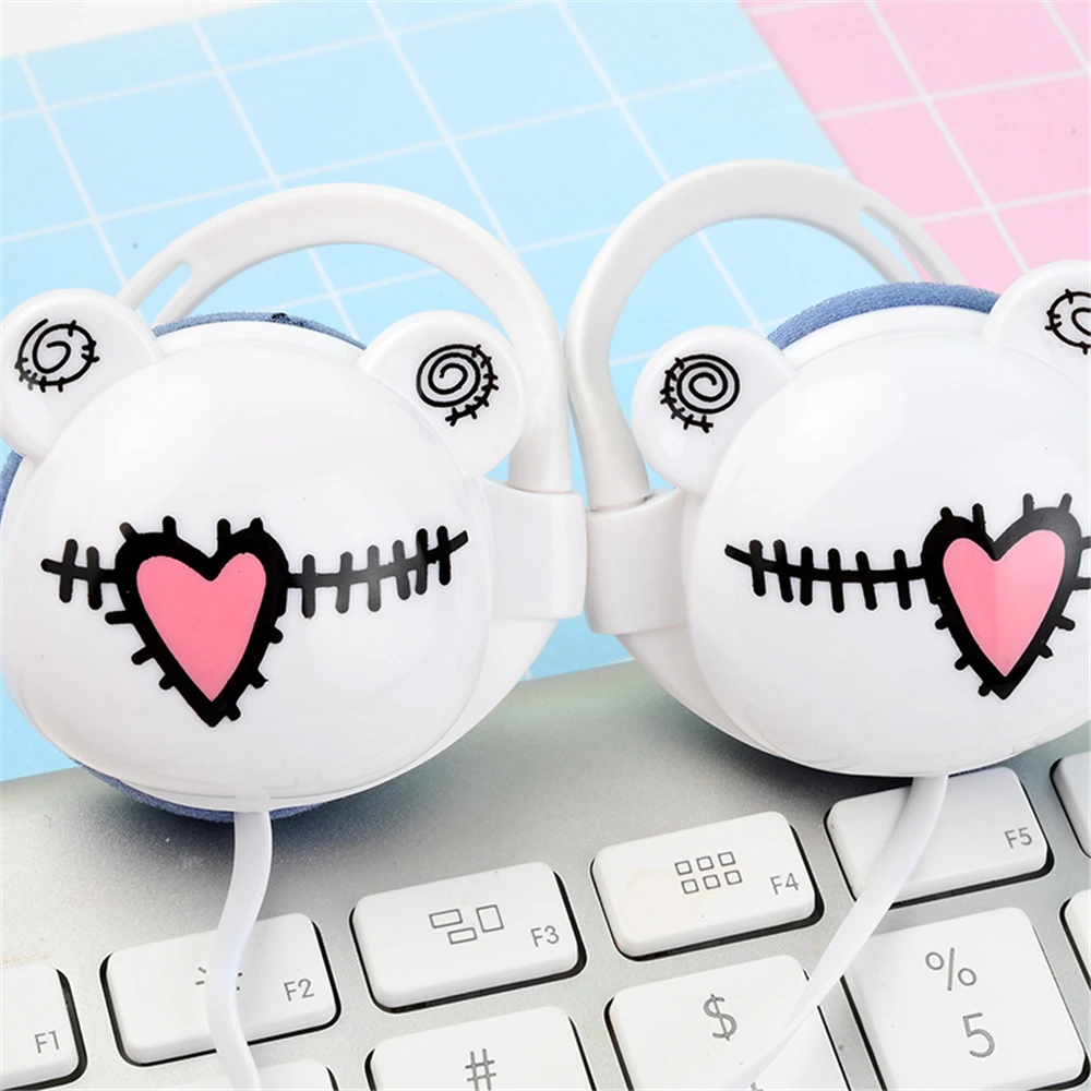 Смазливая мультфильм Граффити Медведь Наушники 3 5 мм Кабель H iPod MP3 Детские