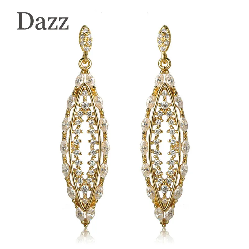 Женские серьги подвески Dazz сережки из циркона в форме конского глаза ювелирные