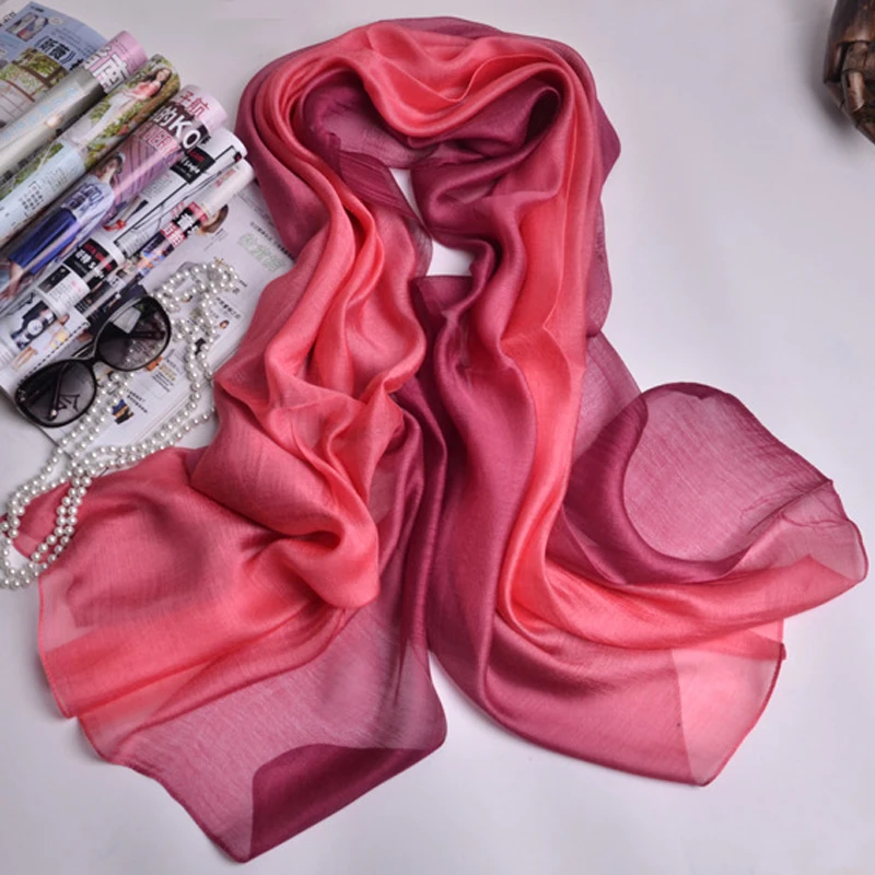 Женская шаль из натурального шелка градиентного цвета Весенняя для женщин