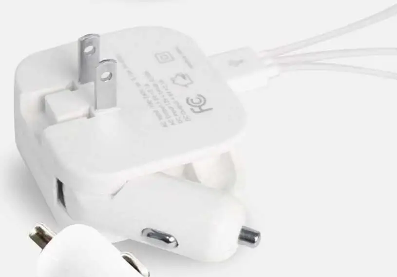 Портативное автомобильное зарядное устройство с двумя usb портами 2 в 1