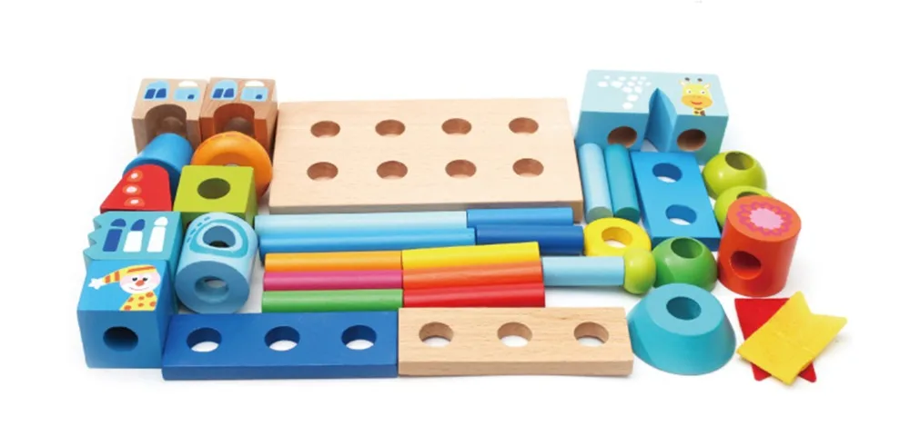 Kids Wooden Stacking Block Rainbow Tower Jenga Shape Matching Toy Puzzle Building Blocks Education Oyuncak Birthday Gift | Игрушки и