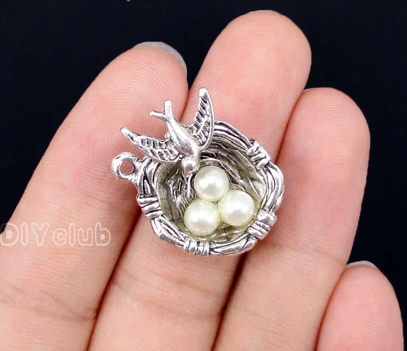 15 шт., подвеска в виде птичьего гнезда, 24 х20х10 мм