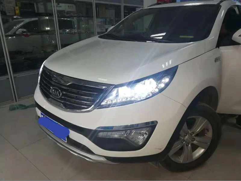 Передние фары для KIA Sportage R светодиодный фары 2011 2012 2013 ангельские глазки светодиодный проектор