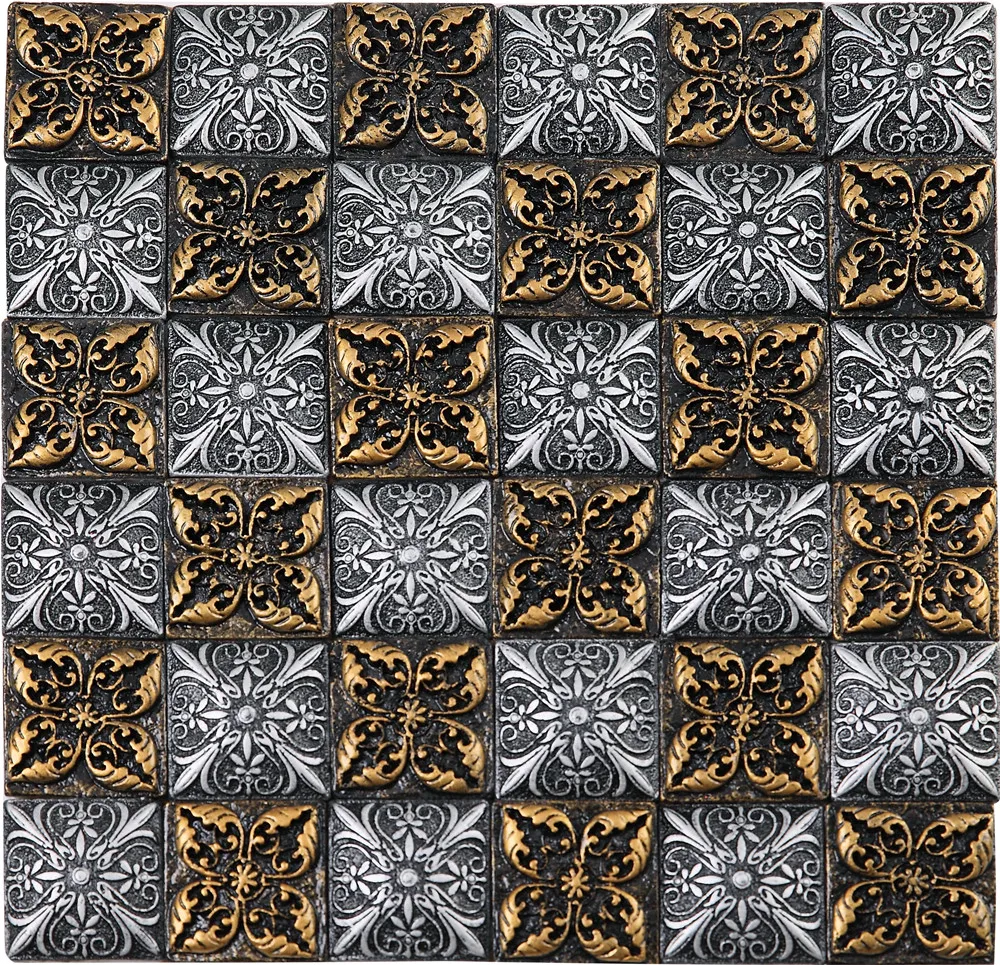 3D винтажная рельефная смола золотые металлические смеси мозаичная настенная