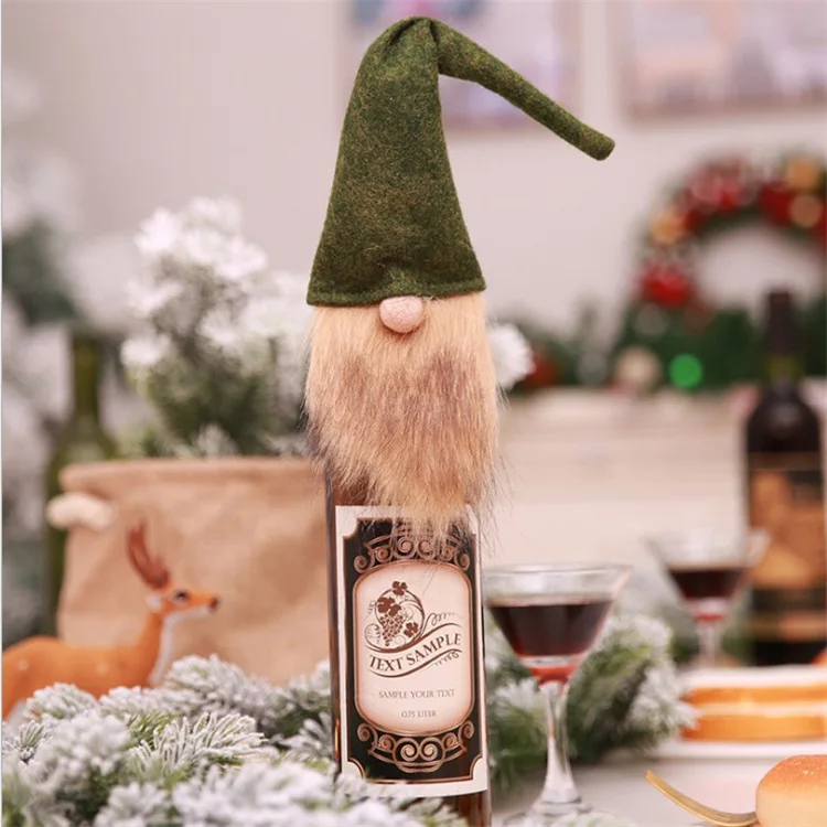 Рождество крышку бутылки вина Санта Клаус Снеговик Безликий кукла нетканые