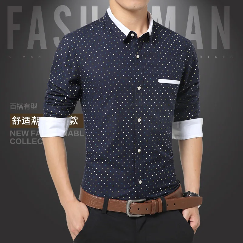 Мужские Рубашки С Воротником Длинным Рукавом 2017 Случайный Плюс Моды для Мужчин