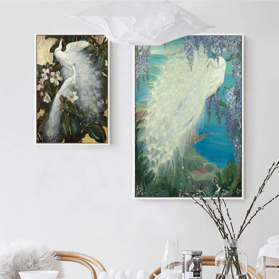 Vinsonloud Nordic Decoration Wall Art Canvas Poster Print Painting Decorative Picture for Living Room Peacock figure | Дом и сад