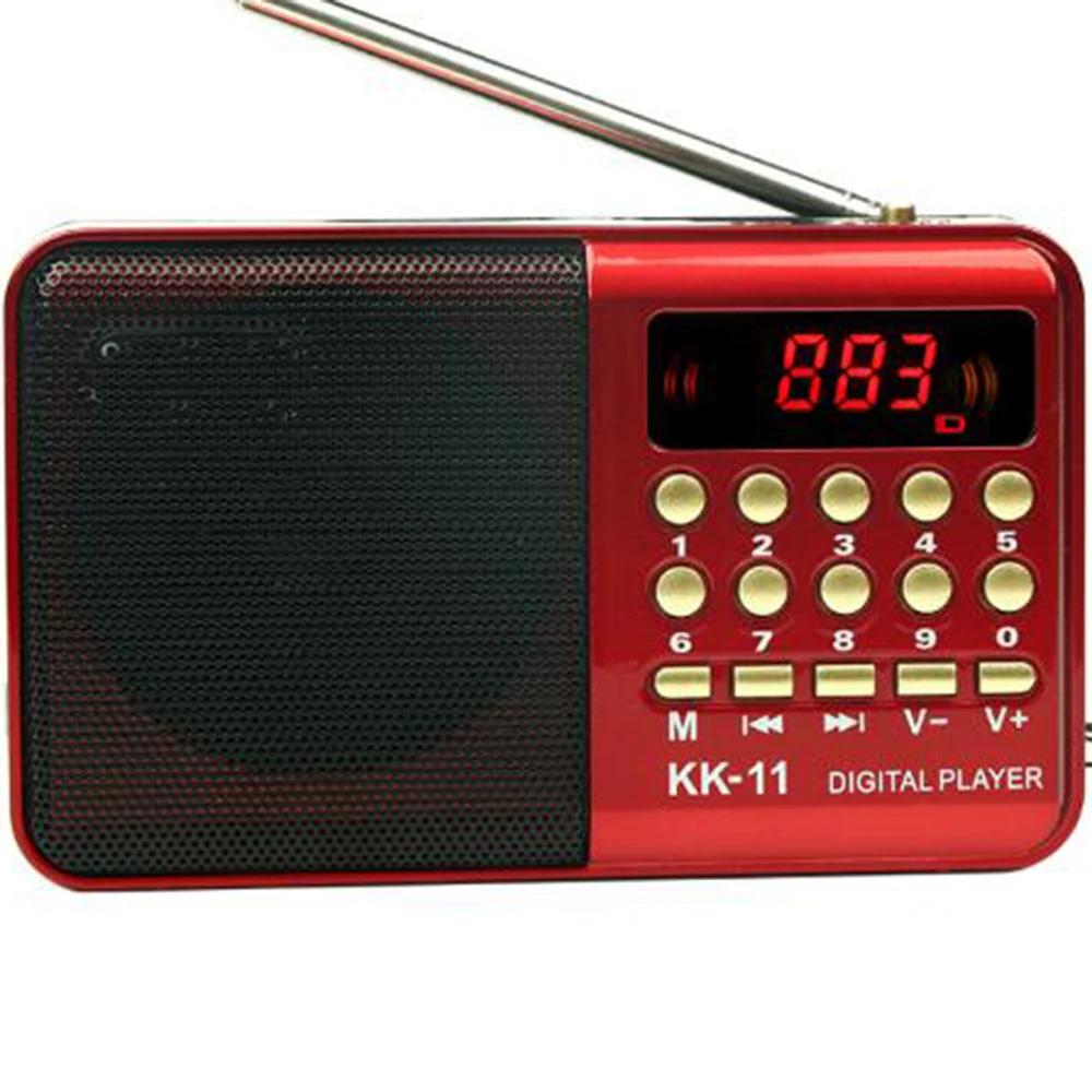 Цифровое радио fm портативный мини FM радио динамик музыкальный плеер телескопическая антенна Handsfree карманы приемник Открытый Спорт KK-11