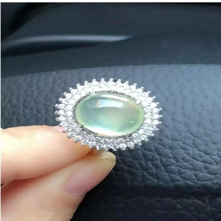 Natual Prehnite Ring Free shipping Natural real 925 sterling silver Gem Size 10*12mm for Woman Or Man | Украшения и аксессуары