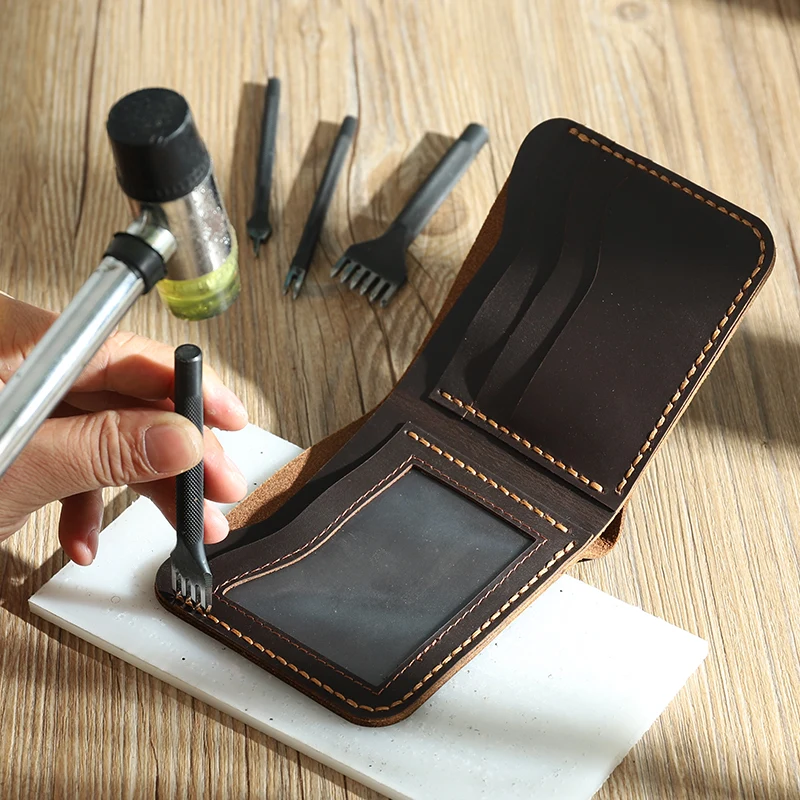 2019 original handmade light luxury men's short leather multi-card wallet can put photos to send friends surprise gifts | Багаж и