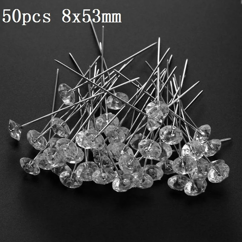 50pcs 8x53mm 100 шт Стразы, швейные булавки, швейные иглы булавки для корсажей, свадебный букет, булавки, Швейные аксессуары 6*40 мм - Цвет: 50pcs 8x53mm