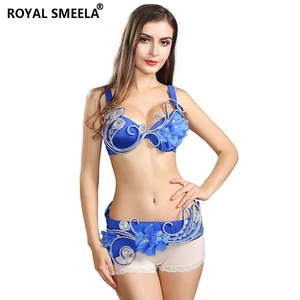 Женский костюм для танца живота, комплект из 2 предметов с бюстгальтером с бисером и поясом для египетского танца живота