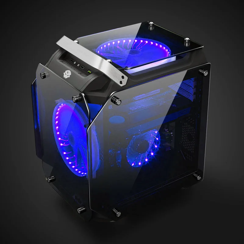 blue 360*237*480 мм закаленное стекло ATX игровой системный блок RGB Air Cool водяное охлаждение корпус ПК Материнская рама полнобоковое прозрачное шасси - Цвет: blue