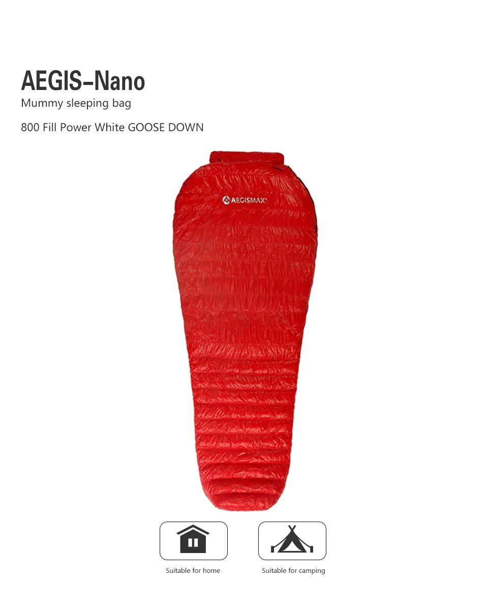 AEGISMAX, Мини, новое обновление, серия Nano, уличный, походный, ультра-светильник, спальный мешок, нейлон, Мумия, 3 сезона, гусиный пух, спальный мешок