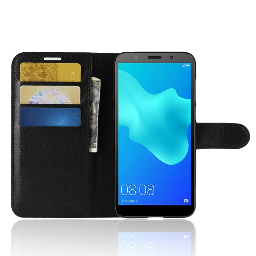 Чехол бумажник для Huawei Y5 2018 кожаный чехол книжка Huawey prime телефона ударопрочный из