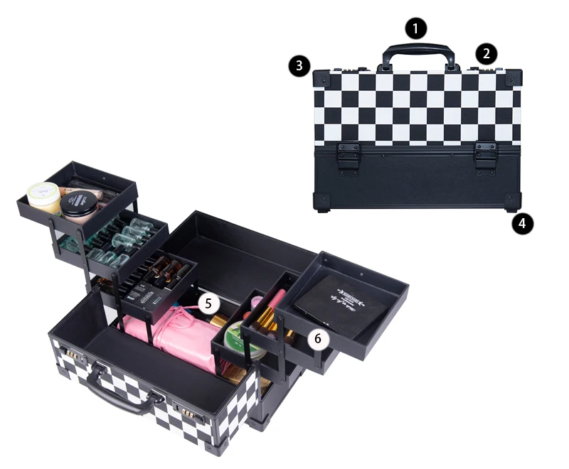 Новое обновление паролем замок женский косметический чехол, Ногти Макияж Toolbox, многофункциональная коробка красоты чемодан для девочек легкая сумочка