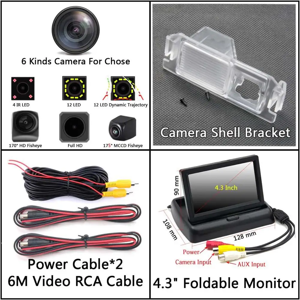 Camera 4.3 inch Fold 175 градусов 1080 P рыбий глаз камера заднего вида для hyundai I10 I20 I30 rohans Solaris Genesis Coupe Elantra Verna Car - Название цвета: Camera 4.3 inch Fold