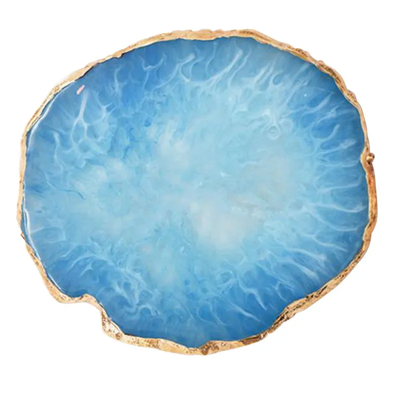 blue 5 цветов, полимерный гель для ногтей, палитра, золотой край, лак, агат, Микс, перемешивающий кристалл, драгоценный камень, пластина, маникюрный аксессуар, инструмент для творчества - Цвет: blue