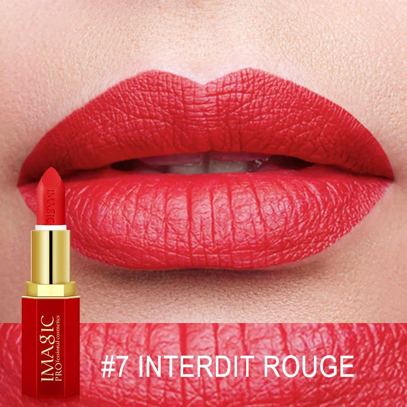 C07 INTERDIT ROUGE IMAGIC, 12 цветов, матовая губная помада, Хрустальная колонка, матовая губная помада, губная помада, косметика, легко носить, матовая помада Batom - Цвет: C07 INTERDIT ROUGE