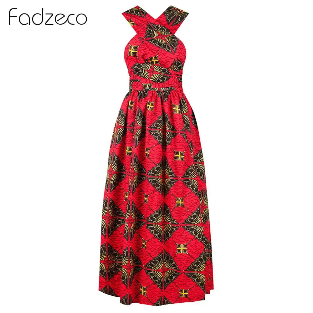 Red Fadzeco модное эластичное Макси платье новое длинное платье африканские платья для женщин Bazin Riche одежда Vestidos Dashiki Вечерние - Цвет: Red