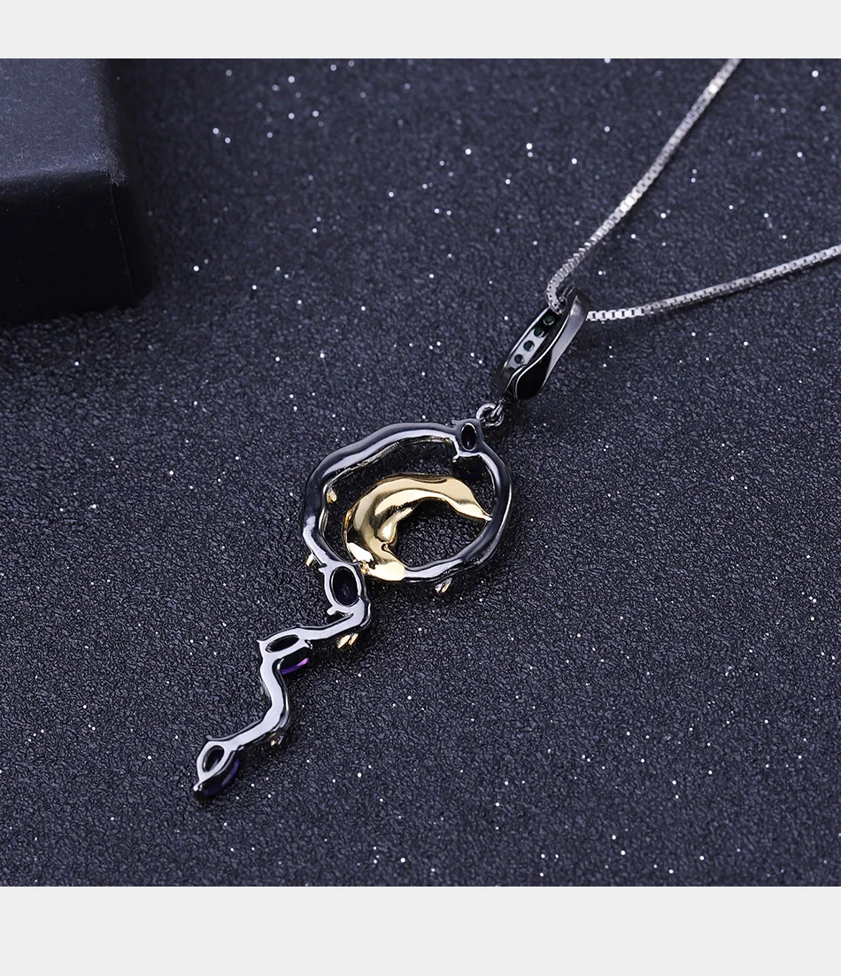 GEM'S балет 1.18Ct натуральный аметистовый драгоченный камень ювелирные украшения 925 пробы серебро ручной работы луна кулон ожерелье для женщин Bijoux