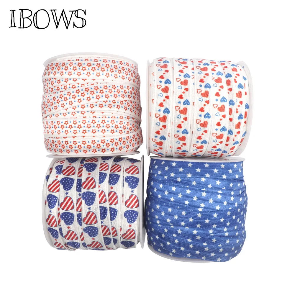 

IBOWS 5Yards Cheap Shiny Fold Over Elastic FOE Spandex Band Festival for DIY Hair Tie Headband Dress Lace Trim Sewing 5/8" 15mm