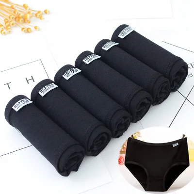 black 6 pcs 6 шт./лот, сексуальное женское нижнее белье, хлопковые трусы, одноцветные трусы размера плюс, прозрачные, Calcinhas, трусы для девочек, бесшовные трусы-боксеры, нижнее белье - Цвет: black 6 pcs