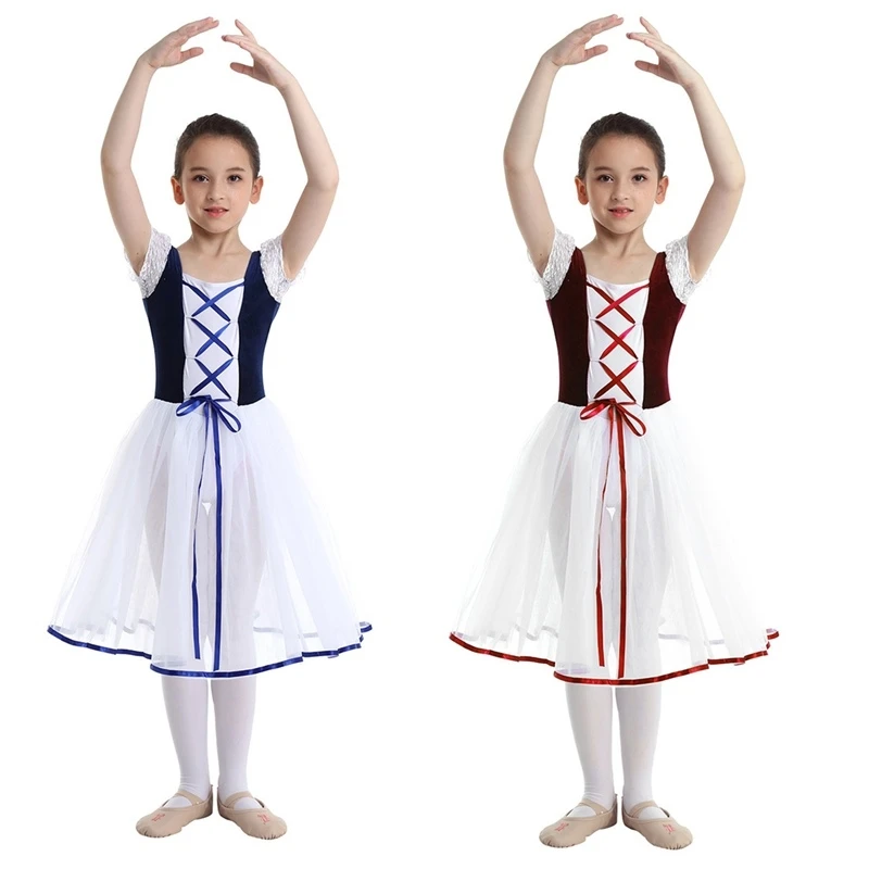 Детское профессиональное балетное платье-пачка для девочек бархатное Сетчатое