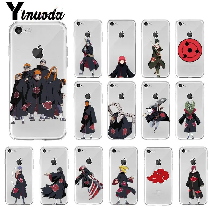 Yinuoda Naruto Akatsuki прозрачный ТПУ Мягкий силиконовый чехол для телефона iPhone 5 5Sx 6 7 7plus 8