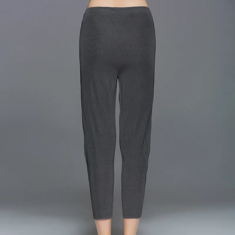 Changleat New High-end fashion Pleated women's pants original design irregular Solid Large size solid elastic waist fold pant 35