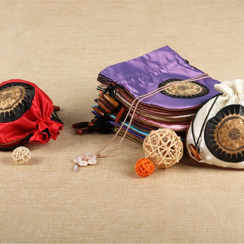 Большая Вышивка Sun дорожная упаковка для ювелирных изделий сумка атласные со