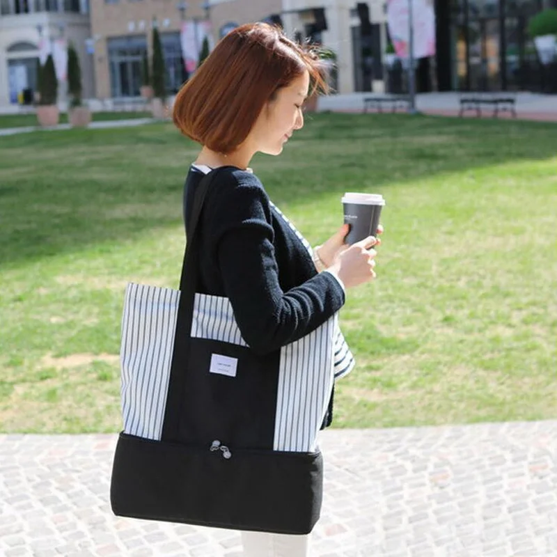 Нейлоновая изолированная сумка для ланча женские большие Термосумки еды