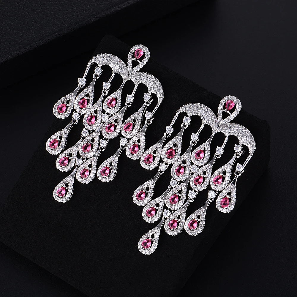 Женские серьги с кисточками Siscathy Разноцветные серьги-подвески фианитами