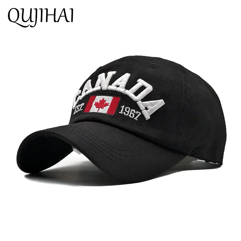 Qujihai хлопок Hat Бейсбол Кепки Канада плоский est 1967 встроенные snapback шляпу S Для