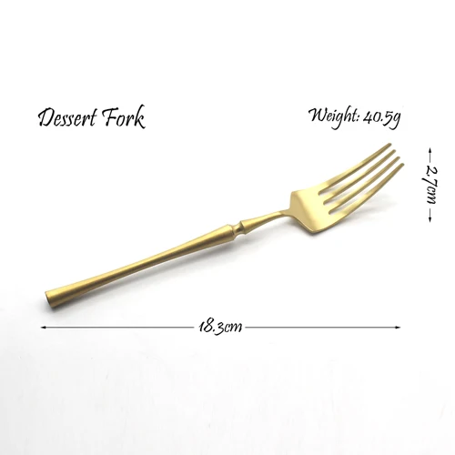Dessert Fork Королевский Золотой Западная обеденная посуда набор столовых приборов 304 Матовый нержавеющий с золотым ножом вилка набор кухонных принадлежностей 1 шт - Цвет: Dessert Fork
