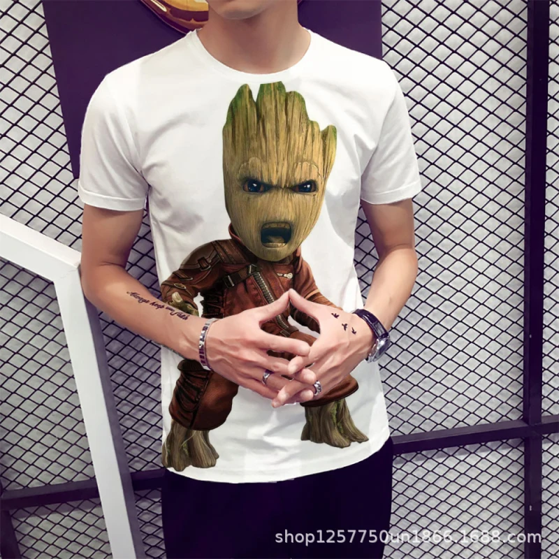 2019 Galaxy Guard Groot Мужская 3D футболка Летняя Повседневный Топ с круглым
