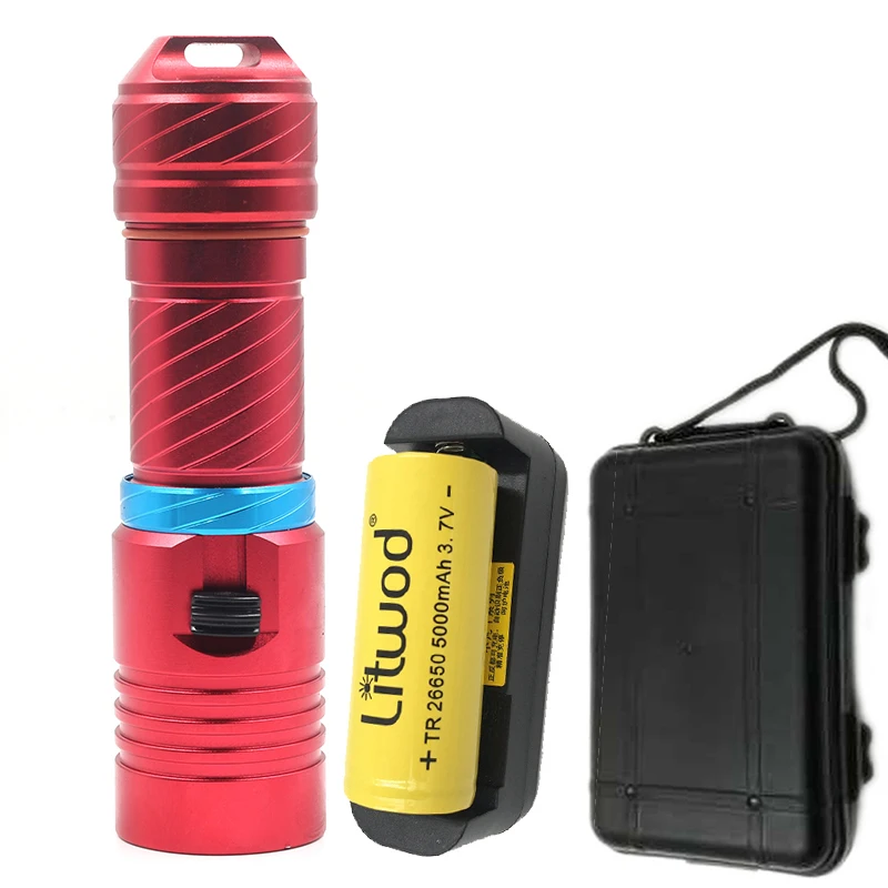 Litwod Z25D78 светодиодный фонарик для дайвинга XM-L2 U3 подводный 150 м водонепроницаемый светодиодный фонарик для дайвинга 26650 Время работы батареи 15 часов - Испускаемый цвет: Option F