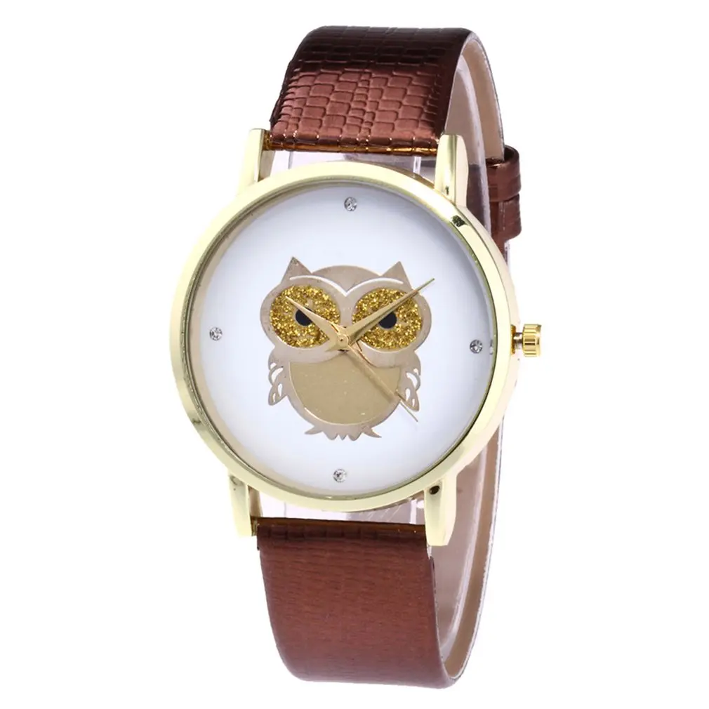 Роскошные модные наручные часы с забавным животным лицом кожаный ремешок