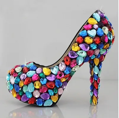 Rainbow rhinestone shoes Clearance