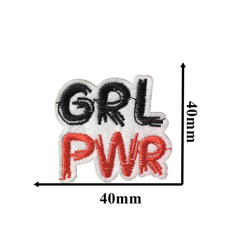 Красная/Розовая вышитая нашивка GRL PWR для одежды шляп сумок вышивка с аппликацией